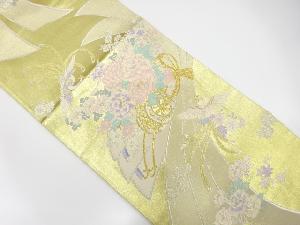 束ね熨斗に鳳凰・花模様織り出し　袋帯